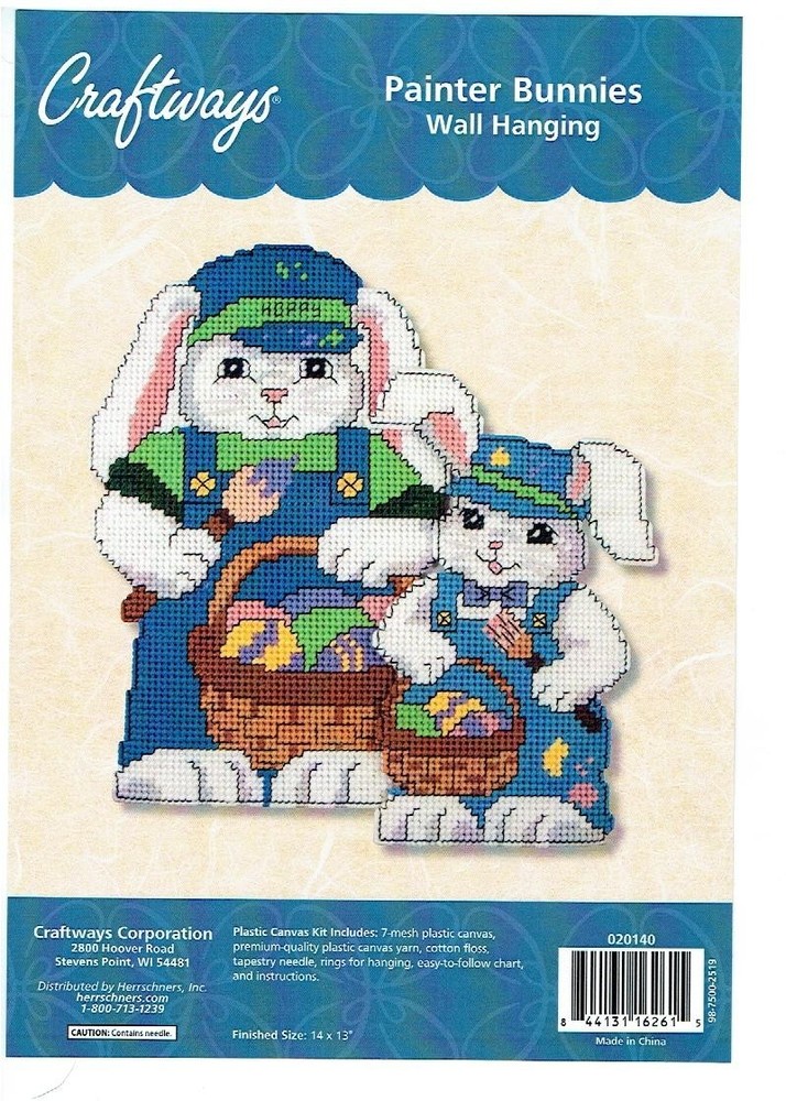 PAINTER BUNNIES  Wall Hanging  plastic canvas  PATTERN (#TF0449)