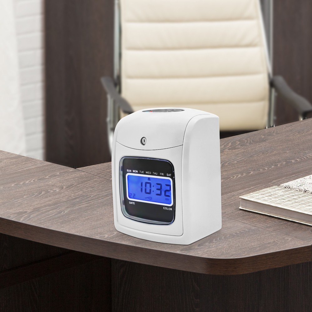 Time Clock Punch Card Employee Attendance Machine LCD Display Check- in Machine.