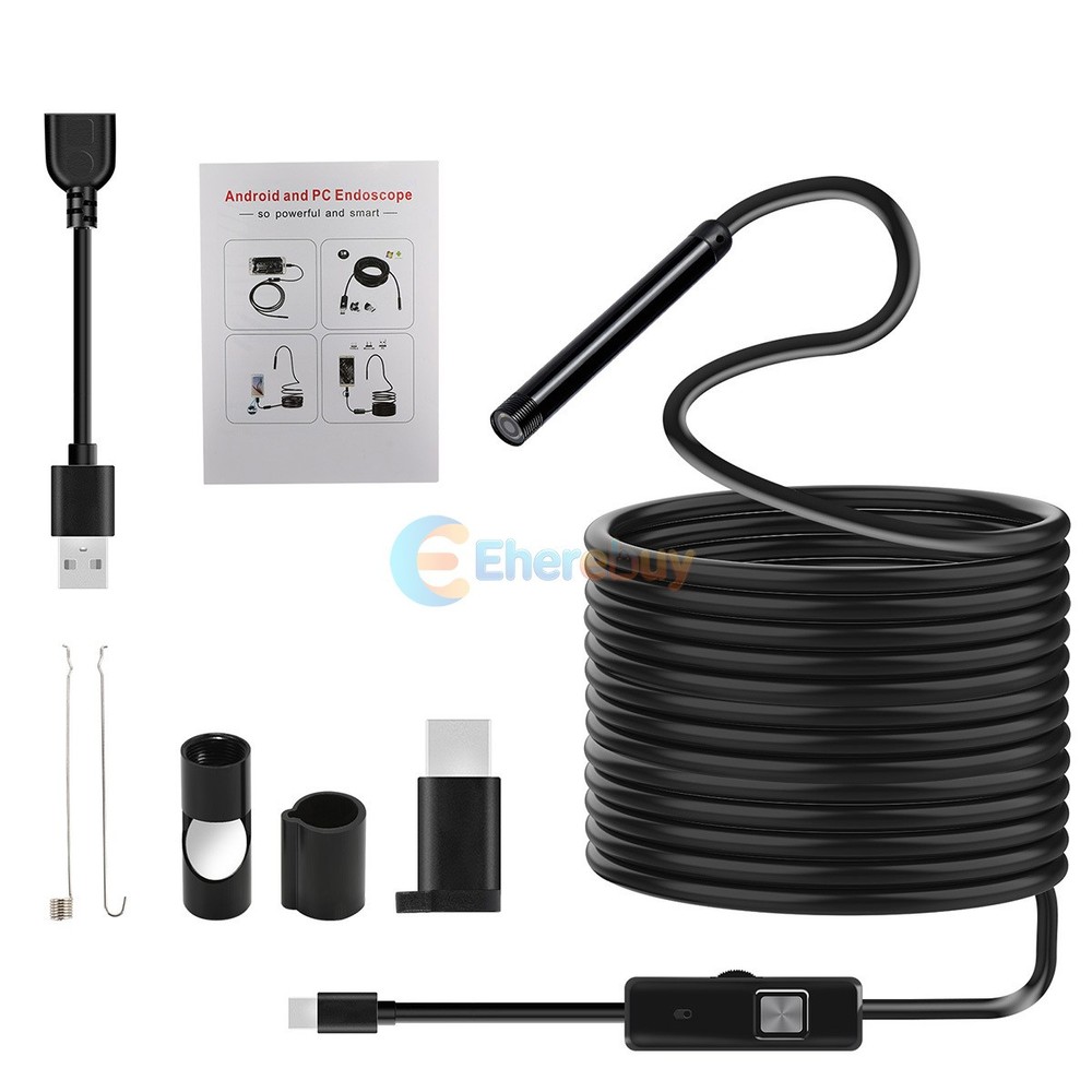 6.6ft USB Snake Endoscope Borescope HD Inspection Camera Scope Fr Android Type C