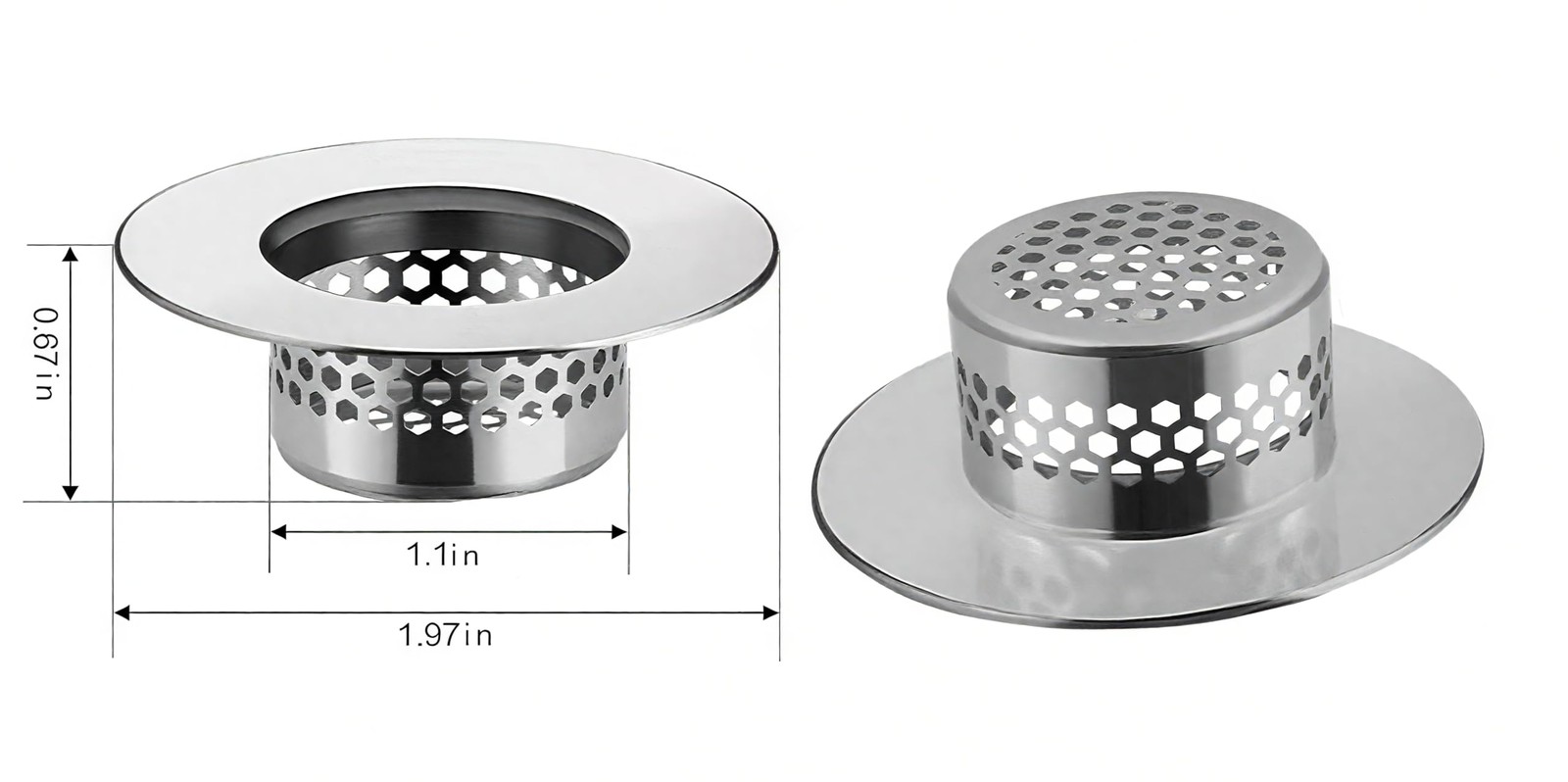 2PCS Stainless Steel Bathroom Sink Hair Catcher Filter