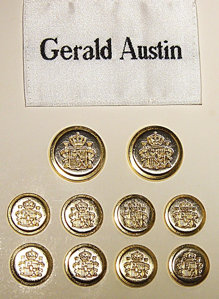 GERALD AUSTIN REPLACEMENT BUTTONS 10 SOLID METAL 2-TONE, FAIR USED CONDITION
