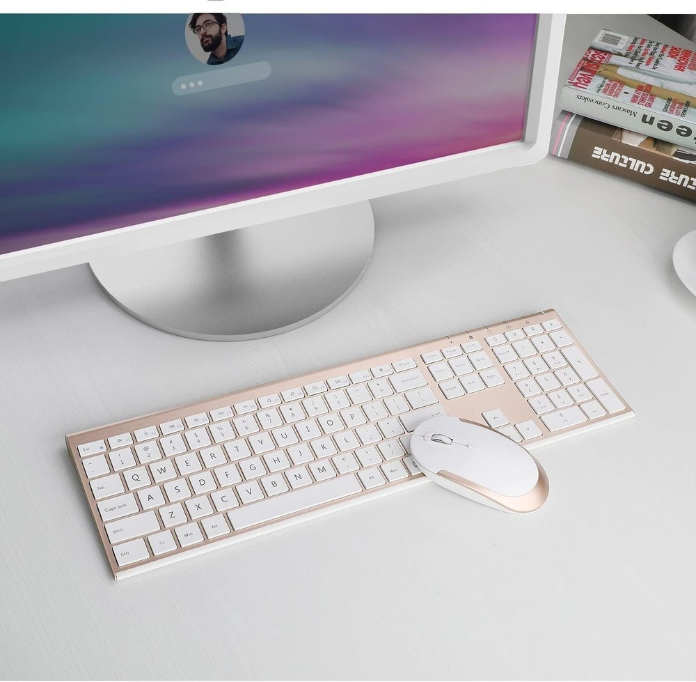 Ultra Slim Wireless Keyboard and Mouse Combo - Quiet Operation, High Efficiency