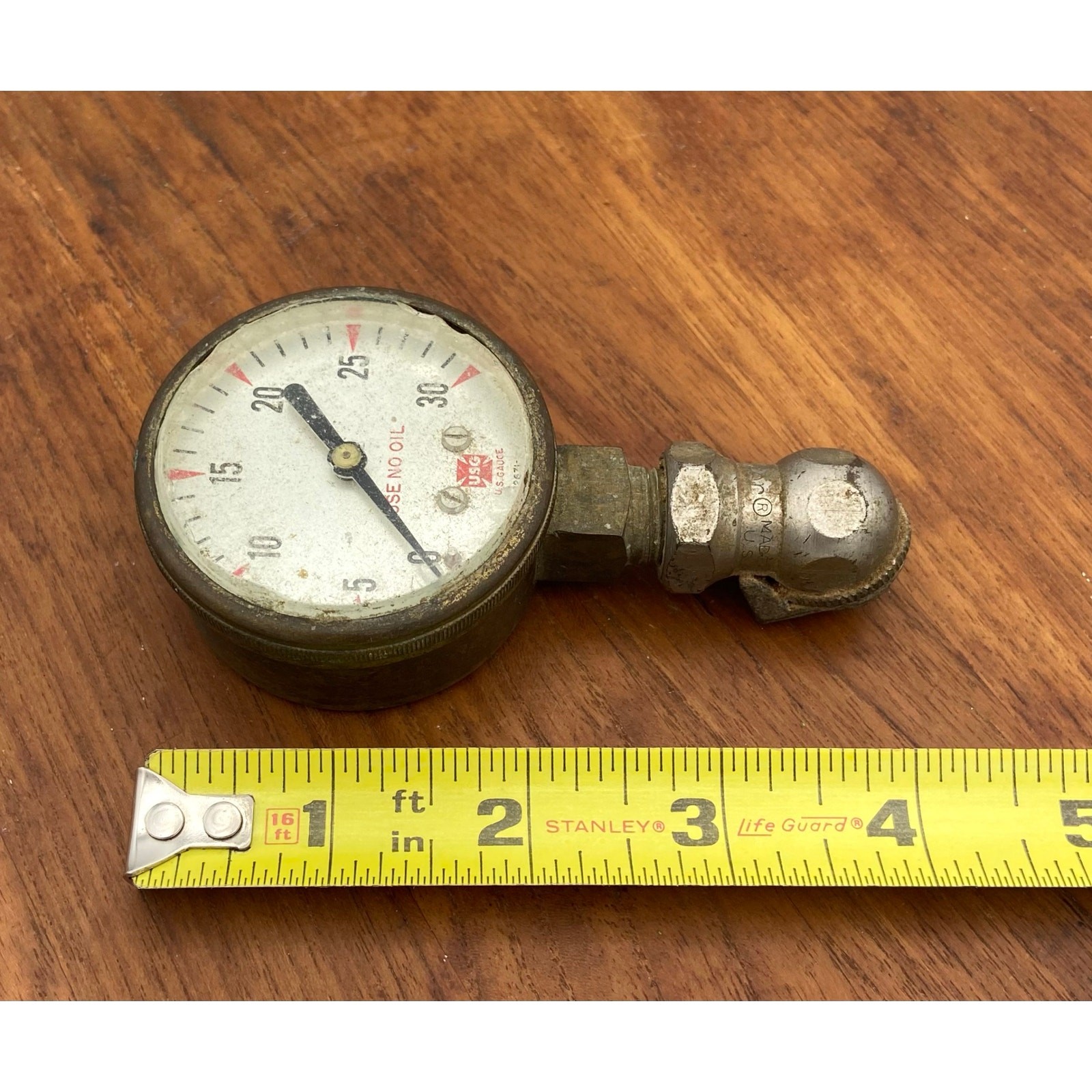 Vintage Brass Pressure Gauge 30 PSI U.S. Gauge UNTESTED READ