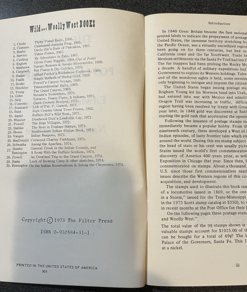 Philatelic Book - The West in Postage Stamps by Edwin & Nancy Bathke 1973