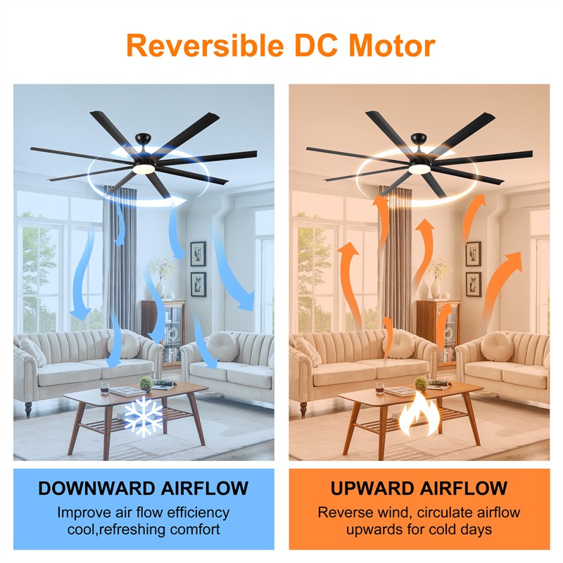 84 In Super Large Black Ceiling Fan with Remote Control