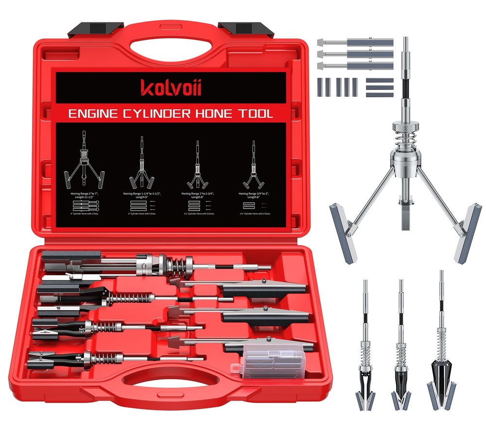 Cylinder Hone Tool Set with Tool Box, Adjustable Engine Cylinder Honing Tool ...