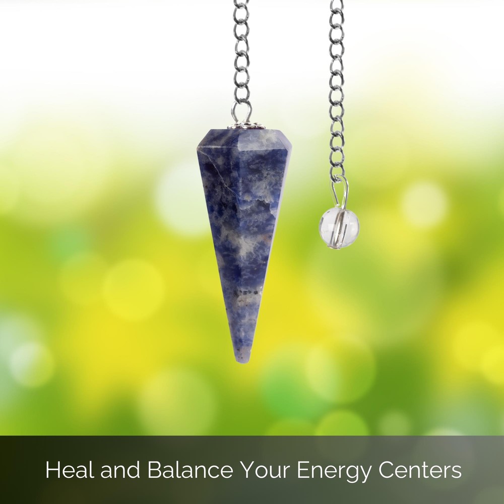 Sodalite Pendulum Crystal, Faceted Pendulum Divination Tools, Dowsing Pendulum C