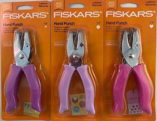Fiskars 123720 3pc Hand Punch Set Heart and Circle's