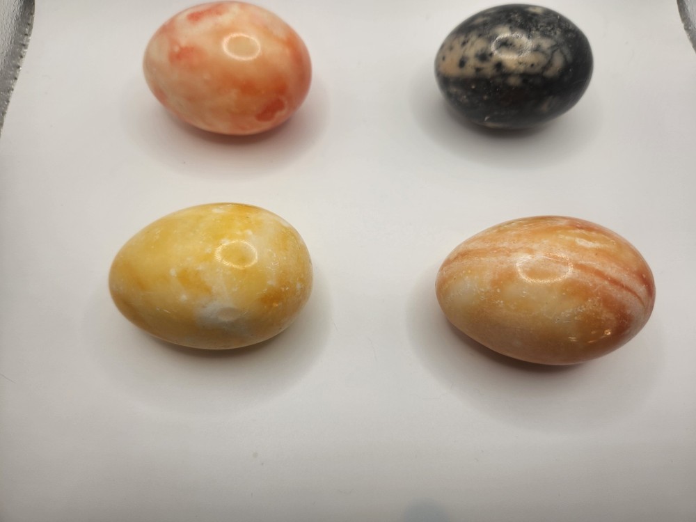 4 Natural Stone Polished Eggs 3”