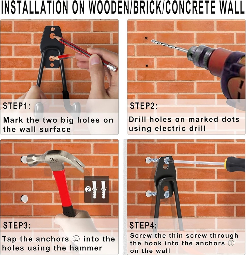 Efficient Storage Solution: 16 Heavy Duty Anti-Slip Garage Hooks for All Needs