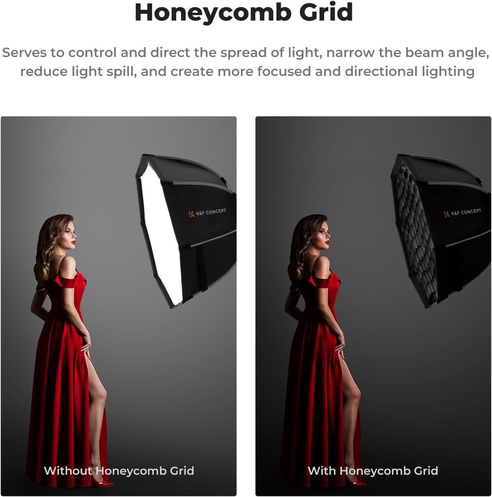 35''/90cm Octagonal Softbox, Quick Release Bowens Mount Softbox with Honeycom...