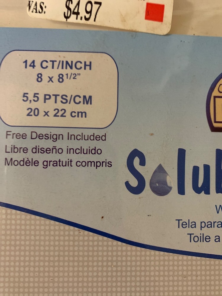 DMC Soluble Canvas 14 Count 8x8.5 Inches With Assorted Embroidery Floss