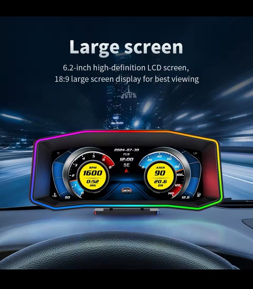 Ancel Car HUD GPS+OBD2 Head Up Display Smart Digital Speedometer