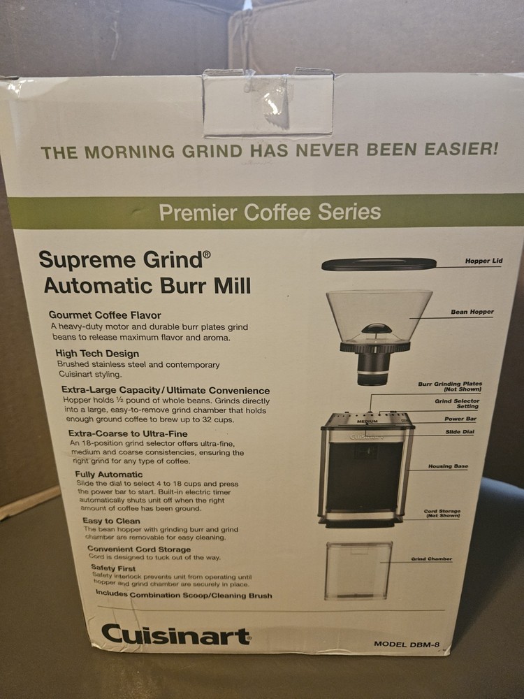 Cuisinart DBM-8 Supreme Grind Automatic Burr Mill, New Open Box