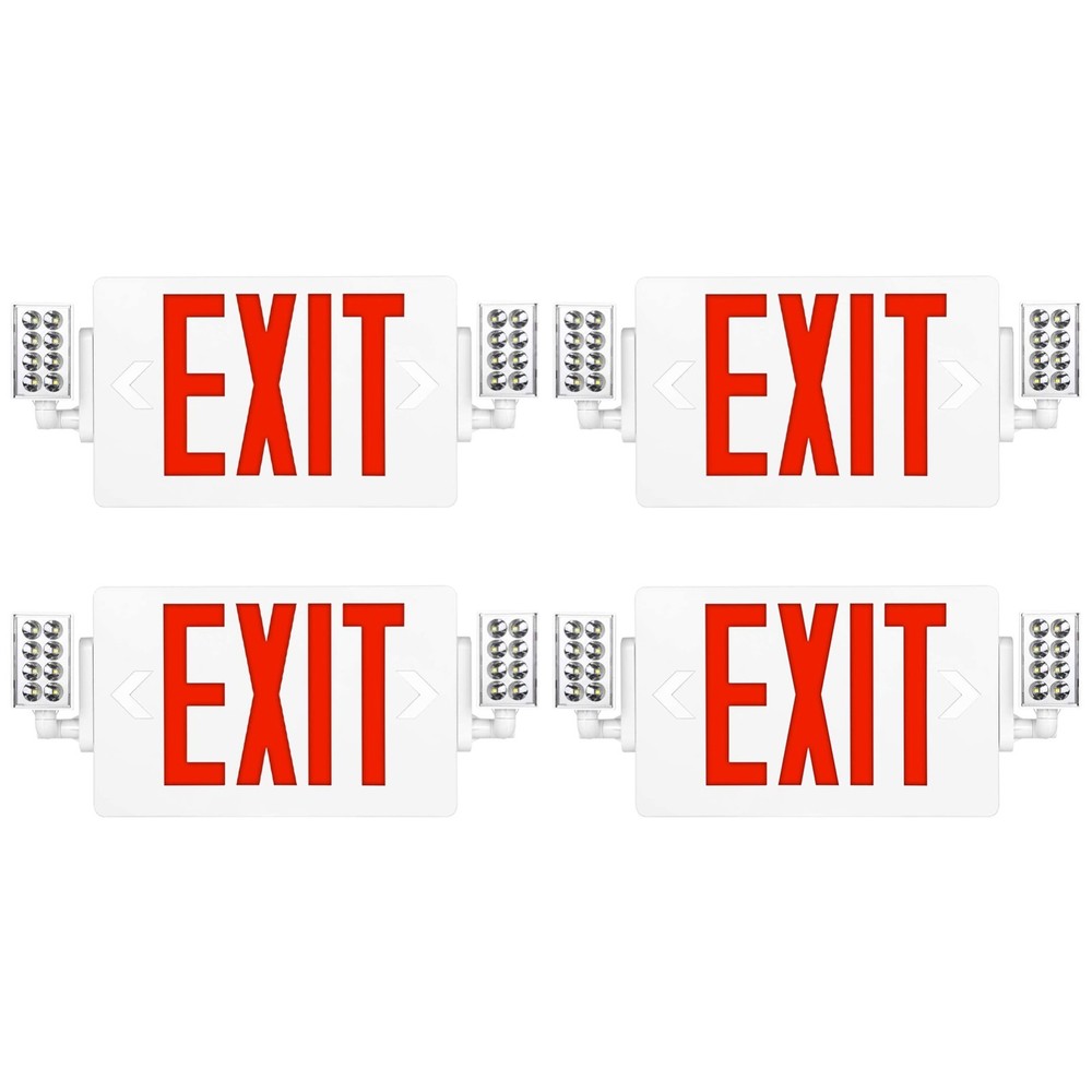 UL Listed- 4 Packs exit signs   Red Exit Sign with Lighting Battery Backup Set.