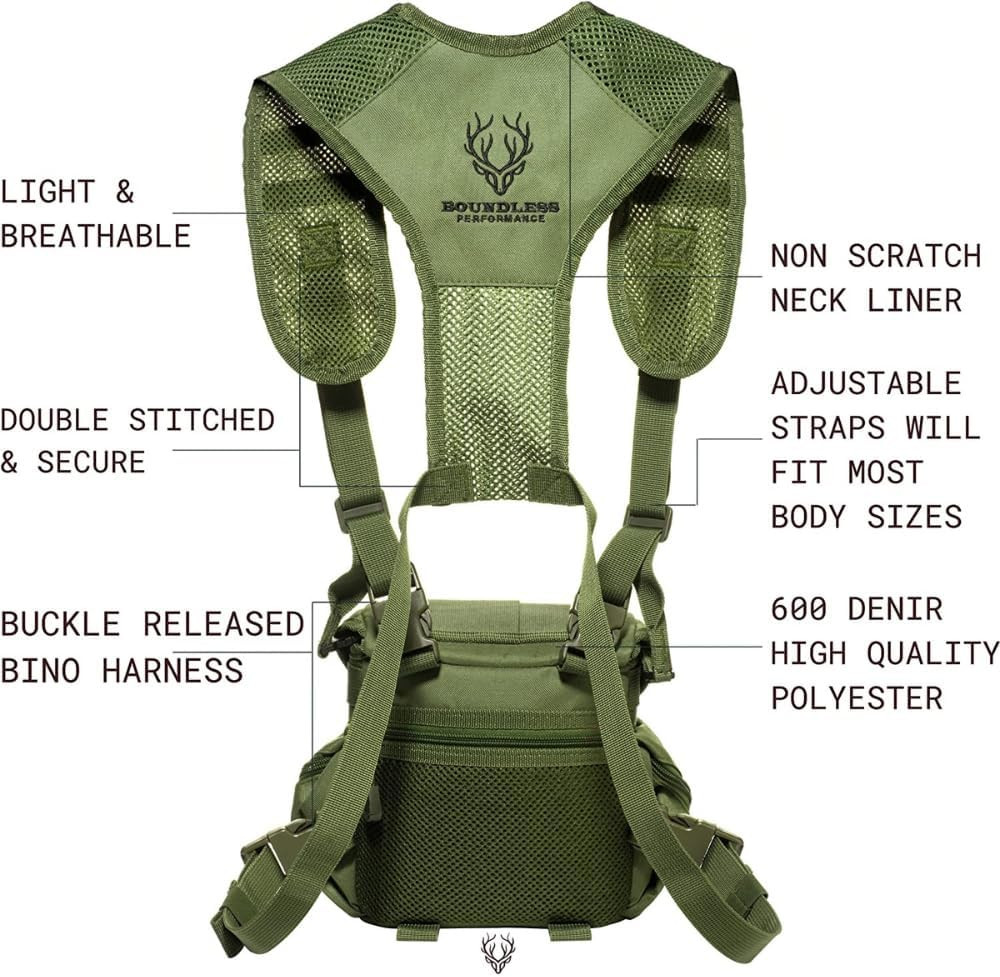 Binocular Harness Chest Pack - Lightweight Bino Harness with Rangefinder Pouch,