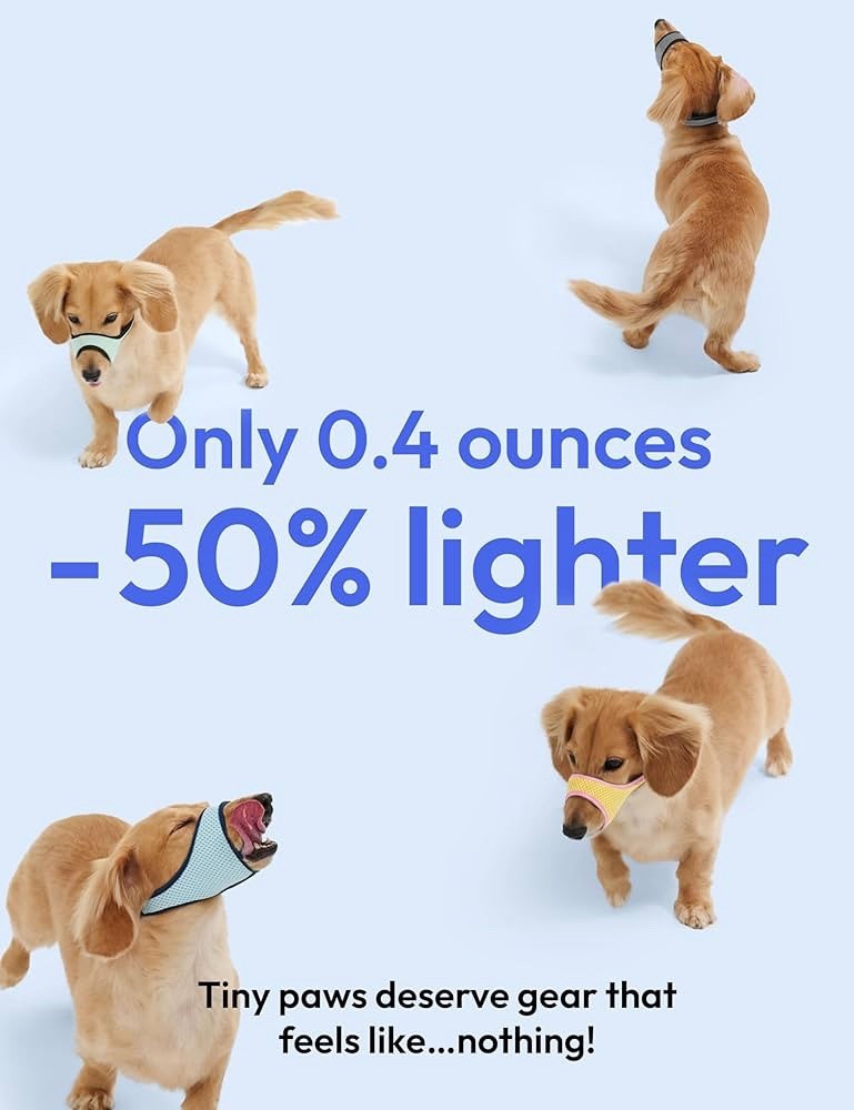 Small Dog Muzzle Grey Blue – Soft Breathable Mesh Adjustable, 4.3” x 0.8”