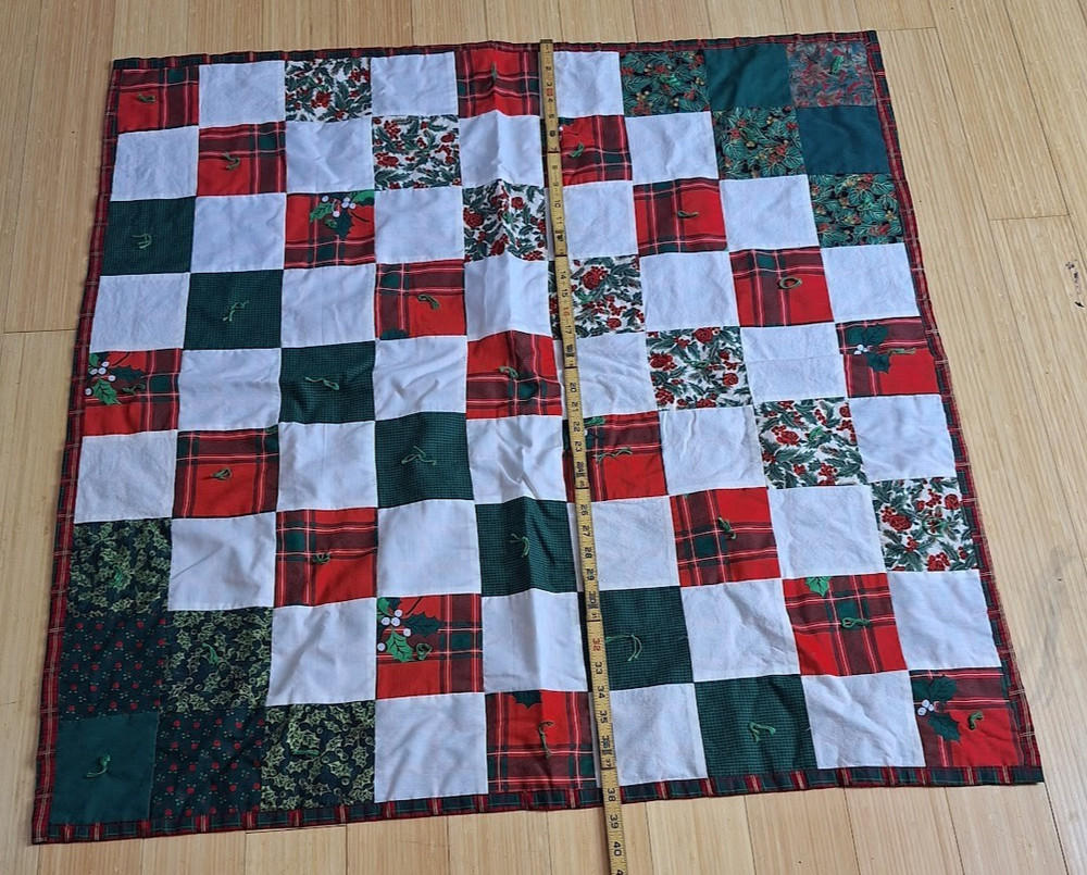 Quilt 2 Sided Homemade Multicolor Lap Wall Hanging 39" X 39"