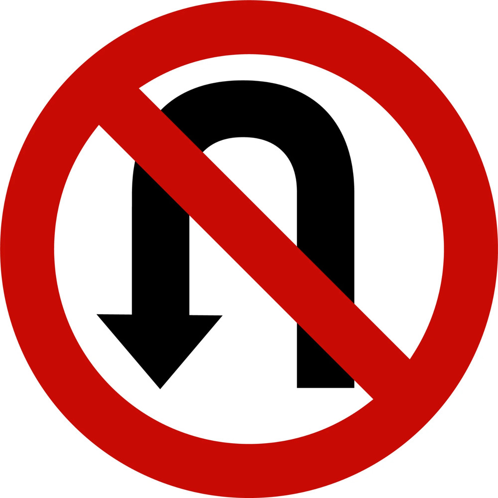 No U Turn Sticker Decal XV