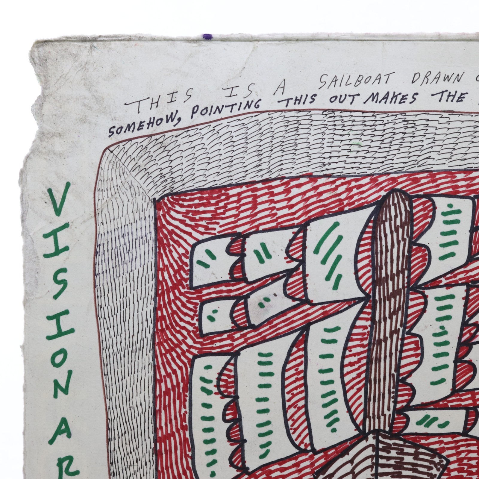 Jon Sarkin JS-2021-T8818 Ink and Marker on Cardboard Album Sleeve 2021