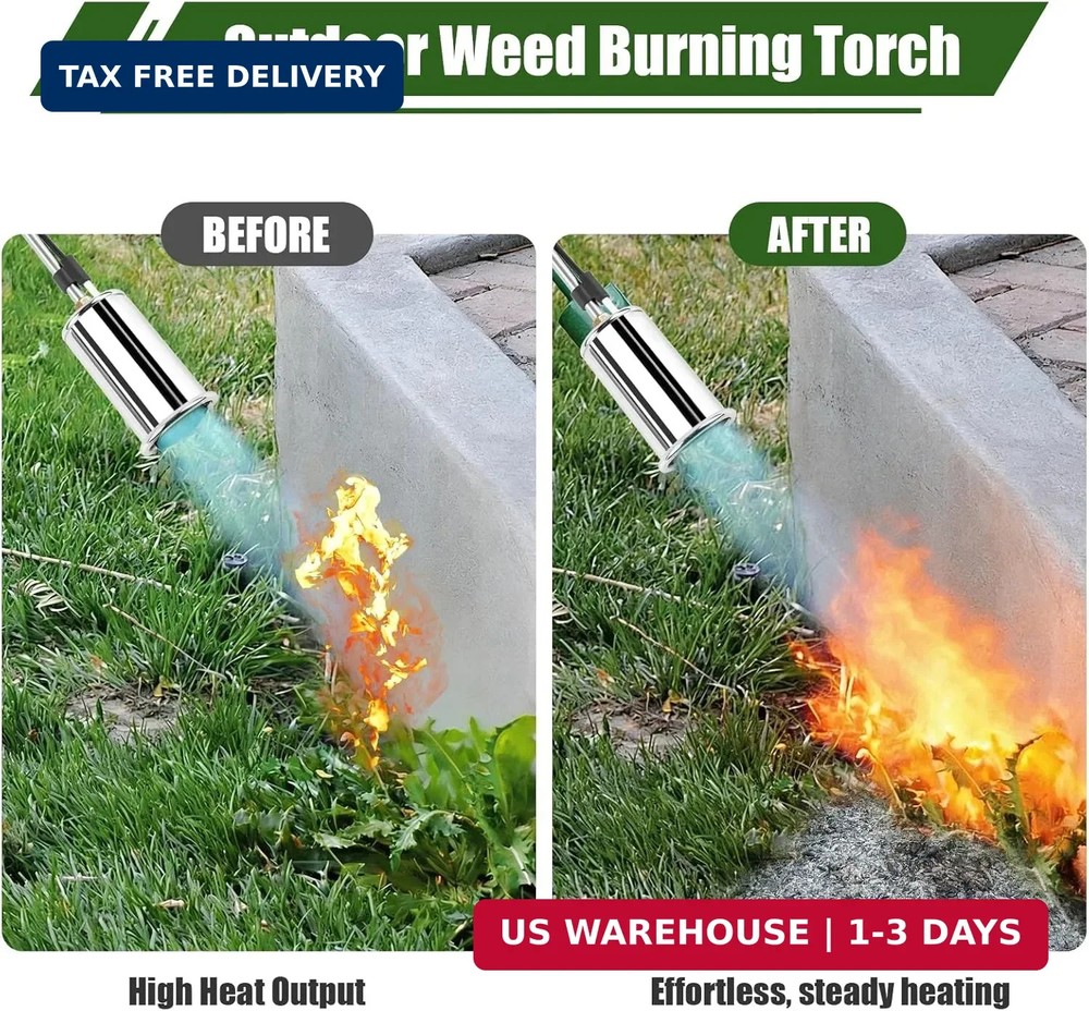 Propane Torch Weed Burner, Adjustable flame thrower with Detachable Handle, B...