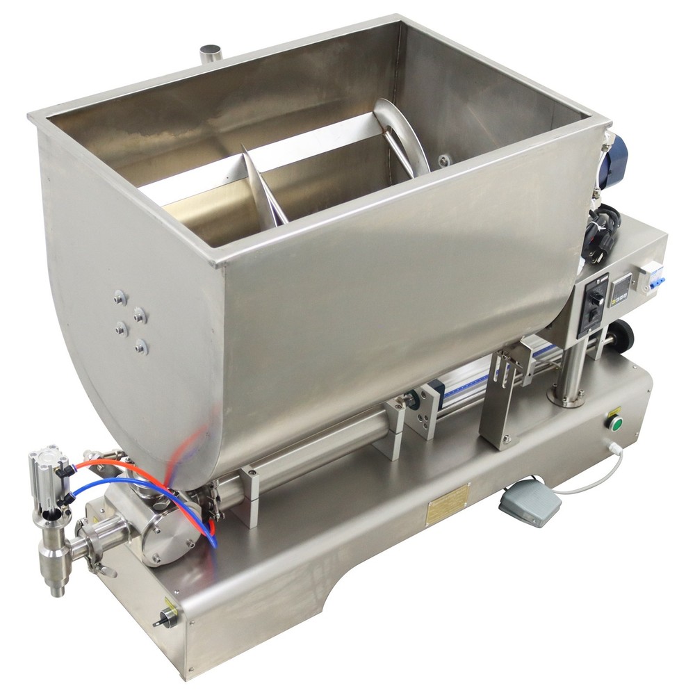 100-1000ml Pneumatic Paste Filling Mixing Machine with Horizontal Heating Hopper