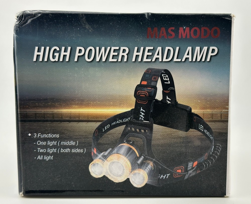 MAS MODO Recargable High Power 3-Light LED Waterproof Headlamp 3-Function