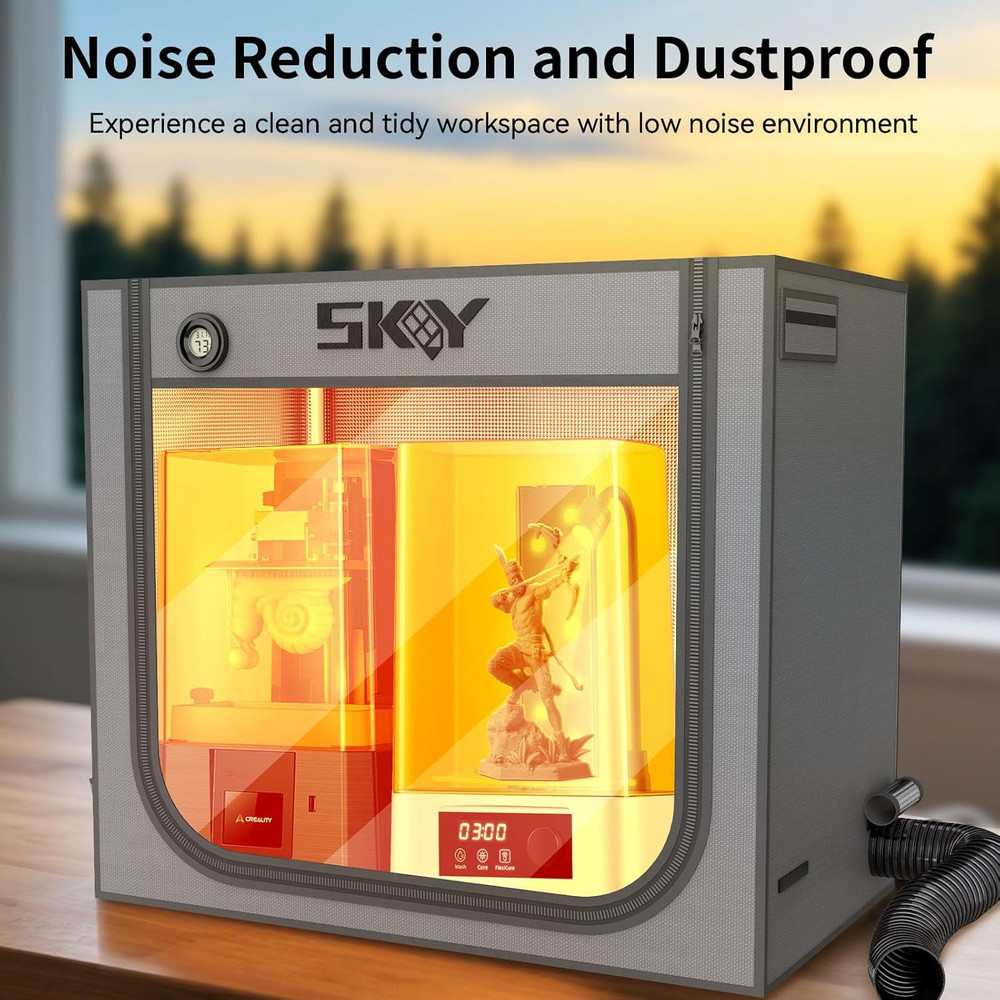 Large Resin 3D Printer Enclosure with Ventilation Kit LED Light, 3D Printer Vent