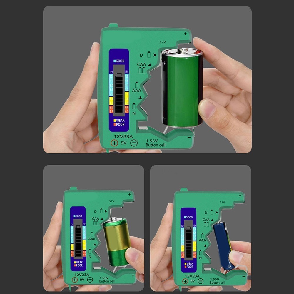 Handheld Battery Tester with LCD for AA AAA C D N and 9V Battery Testing
