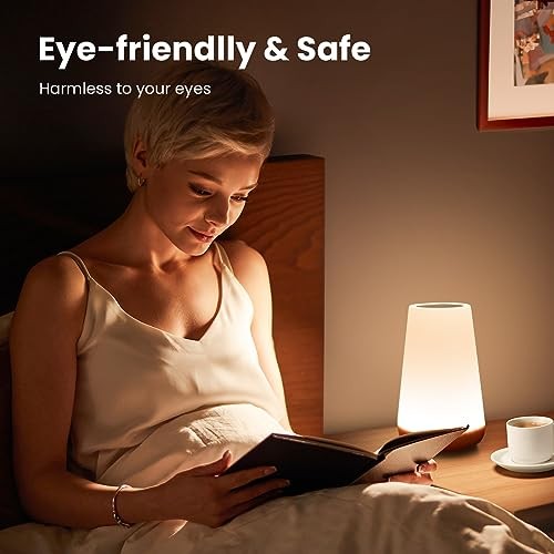 Night Light, Dimmable Touch Lamp for Bedroom, Portable Table Bedside Brown