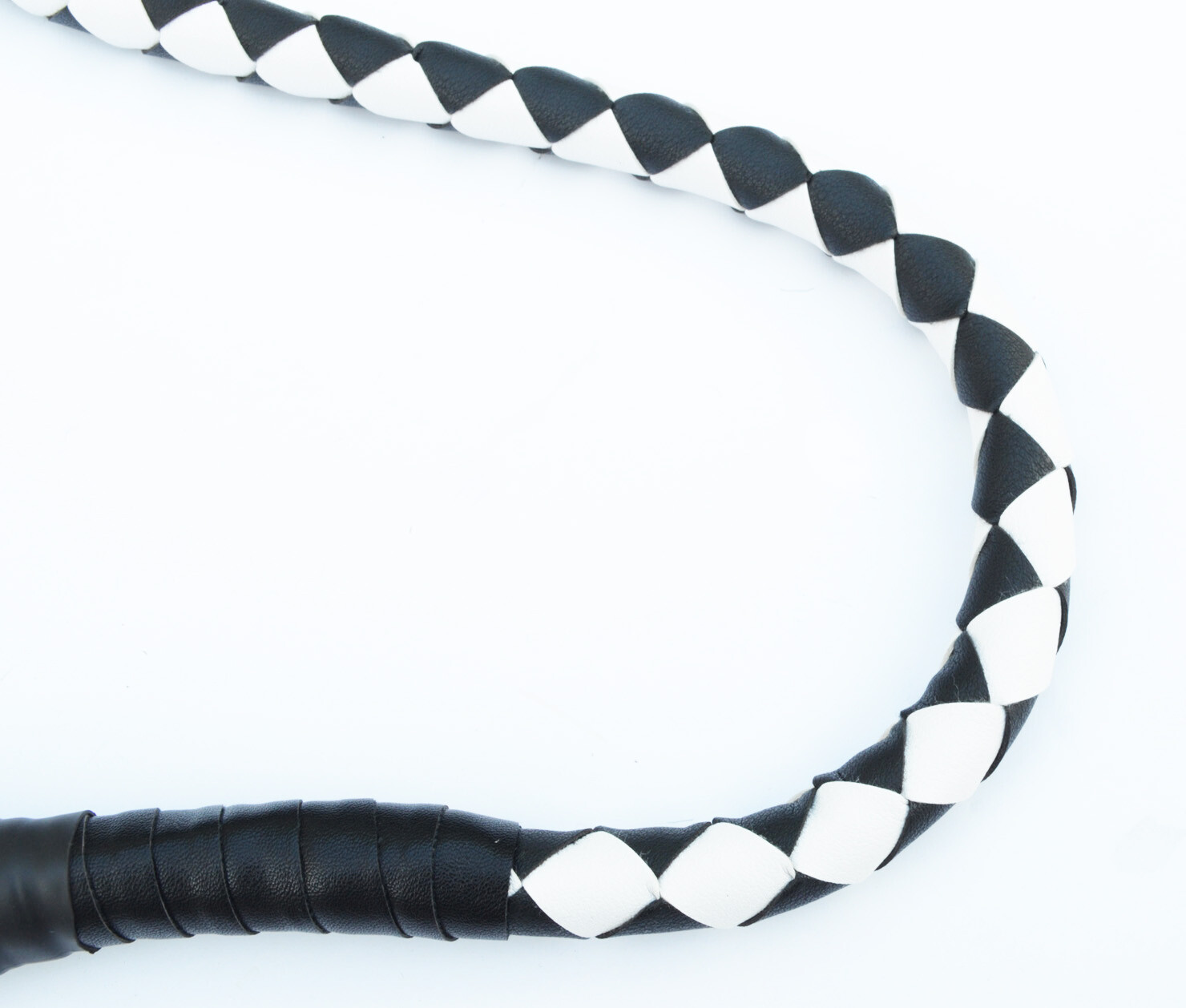 PU Leather Motorcycle Whip Get Back whip 1" Ball & Skulls 36" BLACK / WHITE