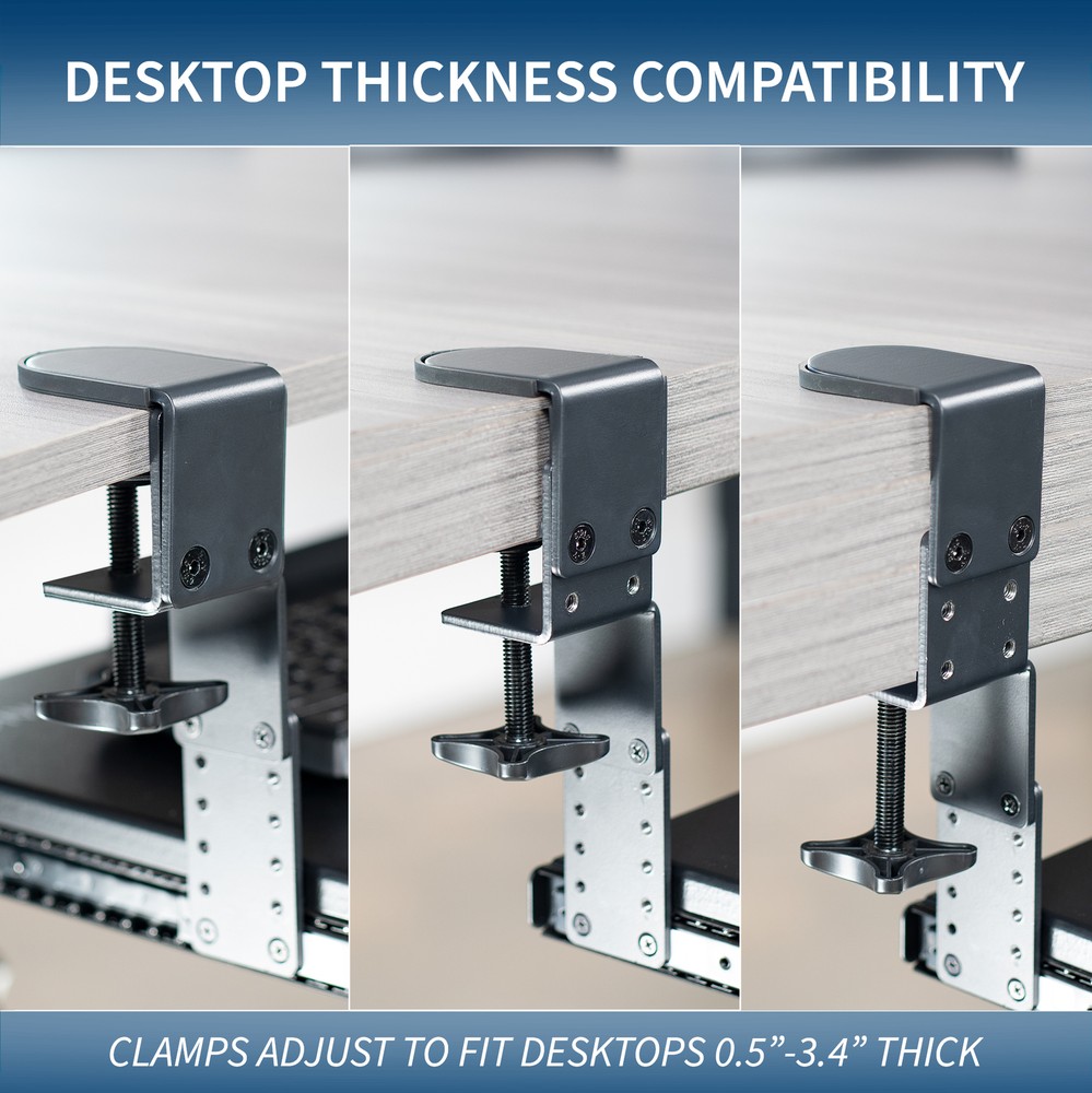 VIVO Height Adjustable Clamp-on Computer Keyboard Tray with Storage Drawer