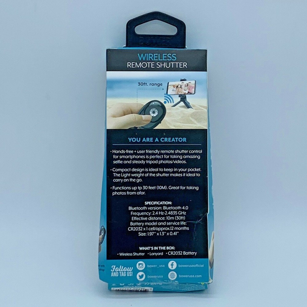 Bower Smart Photography Wireless Remote Shutter iOS, Android, Smartphone