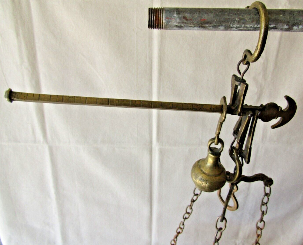 antique brass & copper hanging scale