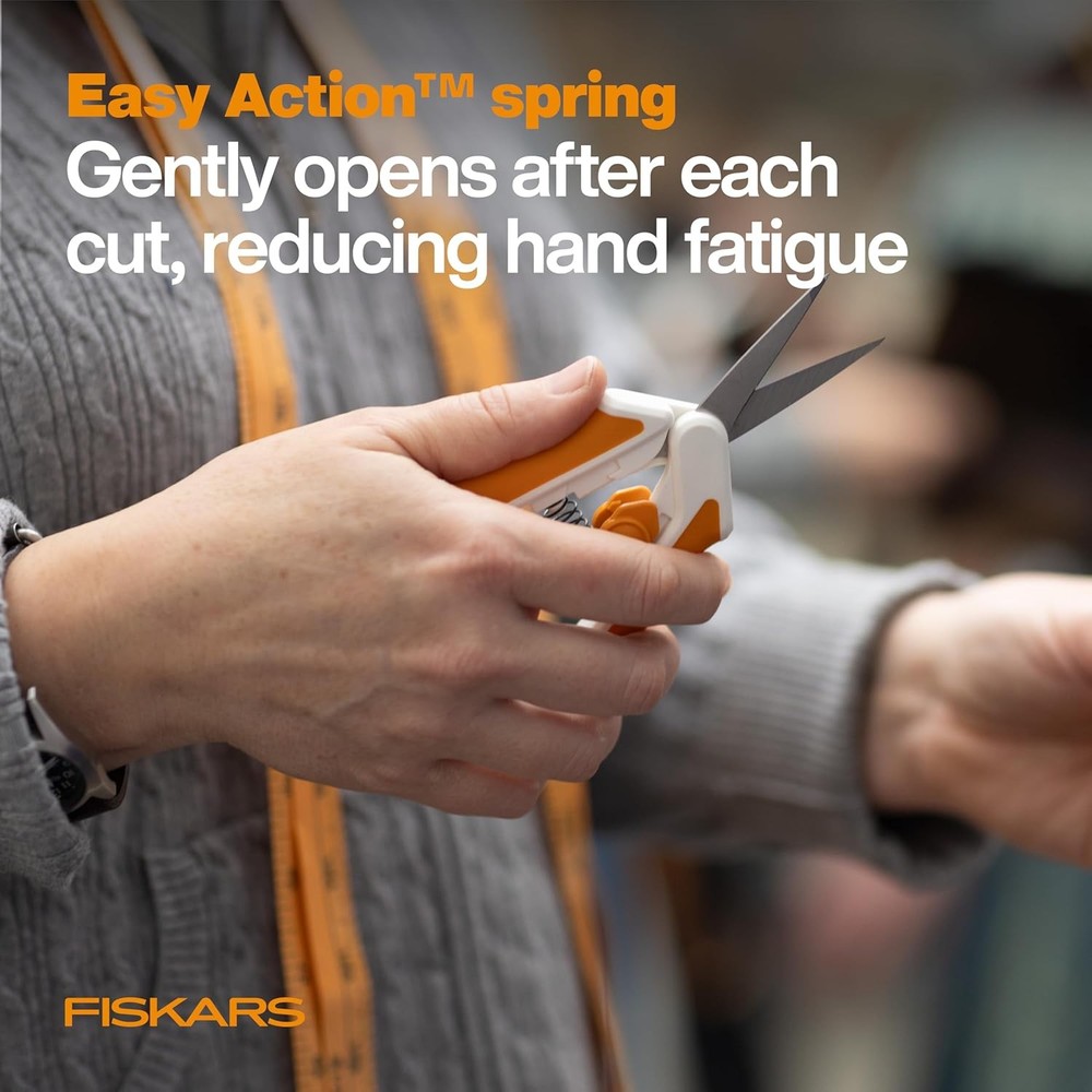 Fiskars Micro-Tip Spring Assisted Scissors, Precision Cutting Stainless Steel Bl