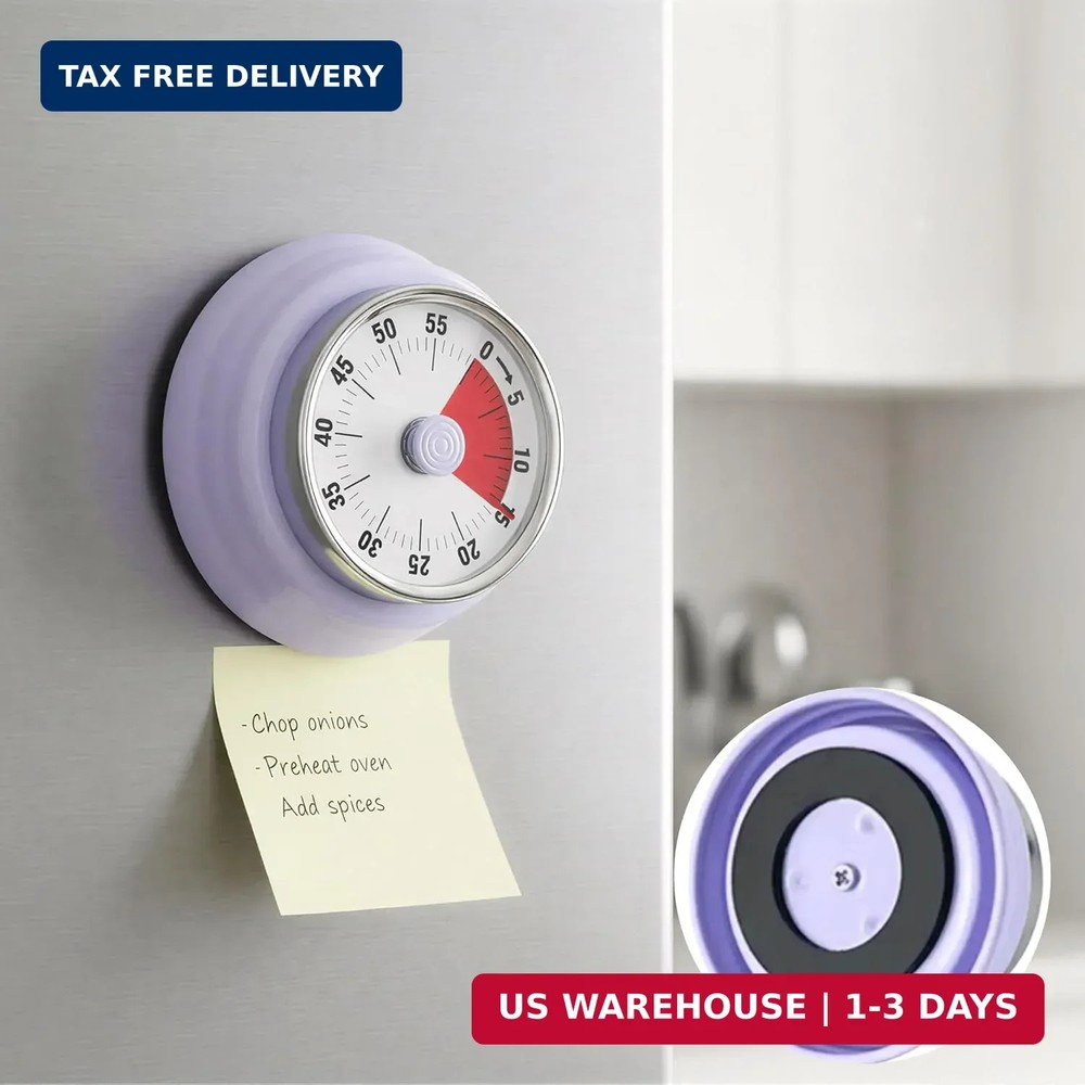60-Minute Magnetic Visual Timer, Silent Operation and No Battery Needed, Time Ma