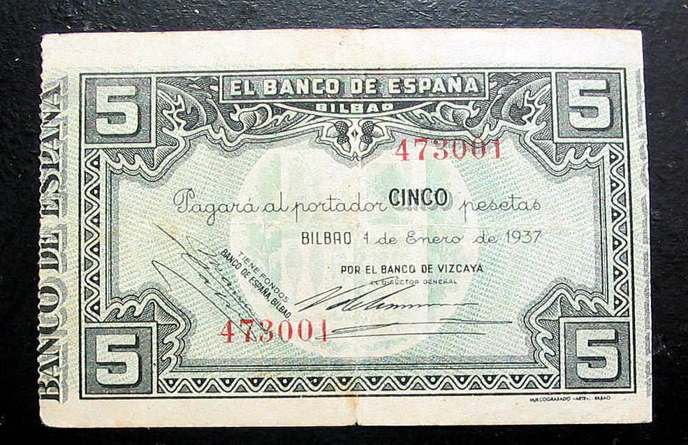 SPAIN BILBAO 5 PESETAS 1937