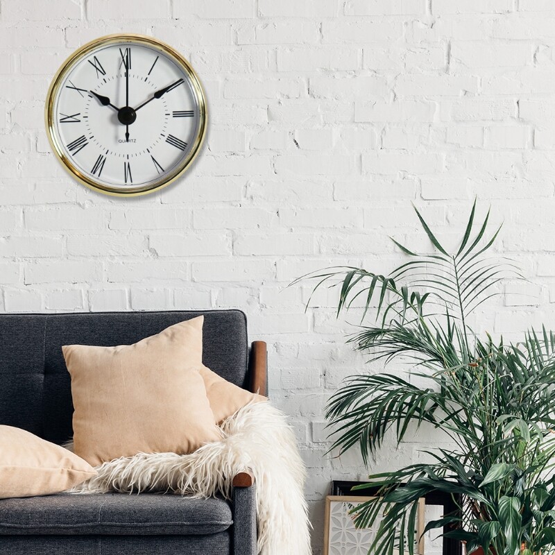 2.76 Inch Round Quartz Clock Insert White Dial Black Movement Battery Powered