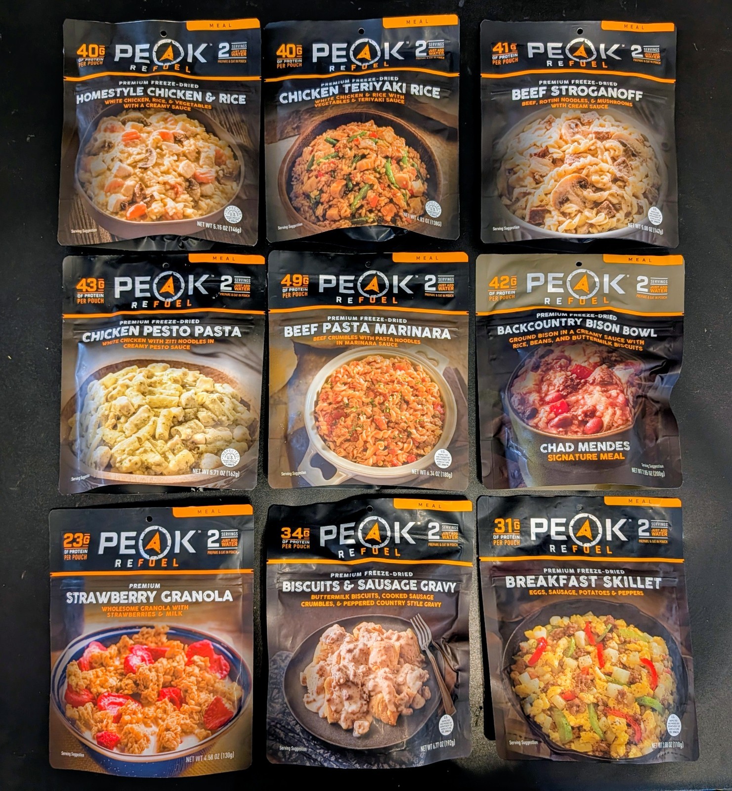 Peak Refuel Premium Freeze-Dried Meals Nine Pouch Assortment Bundle