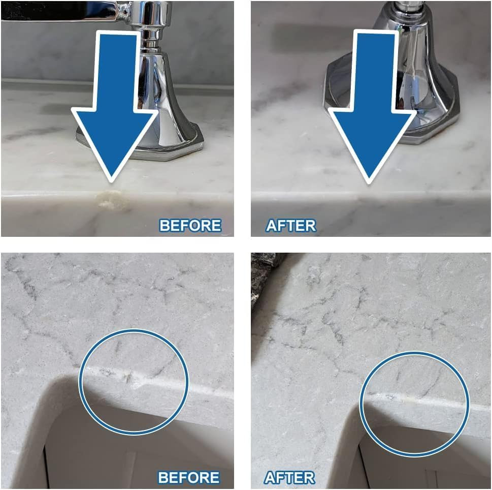 Quartz Countertop Repair Kit(White), Quick-Drying, Permanent Fix for Edge Chips,