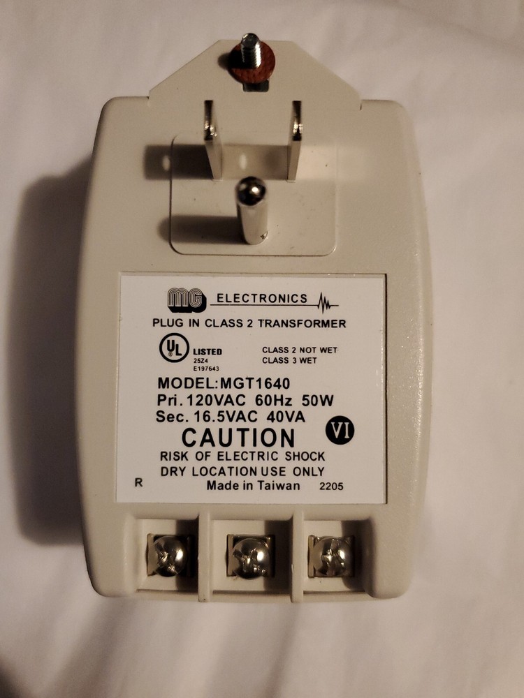 MGT-1640 AC 16.5V Transformer 40VA Plug in adapter for Electronics replacement
