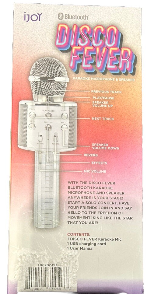 iJoy Wireless Karaoke Bluetooth Microphone & Speaker Silver New In Sealed Box