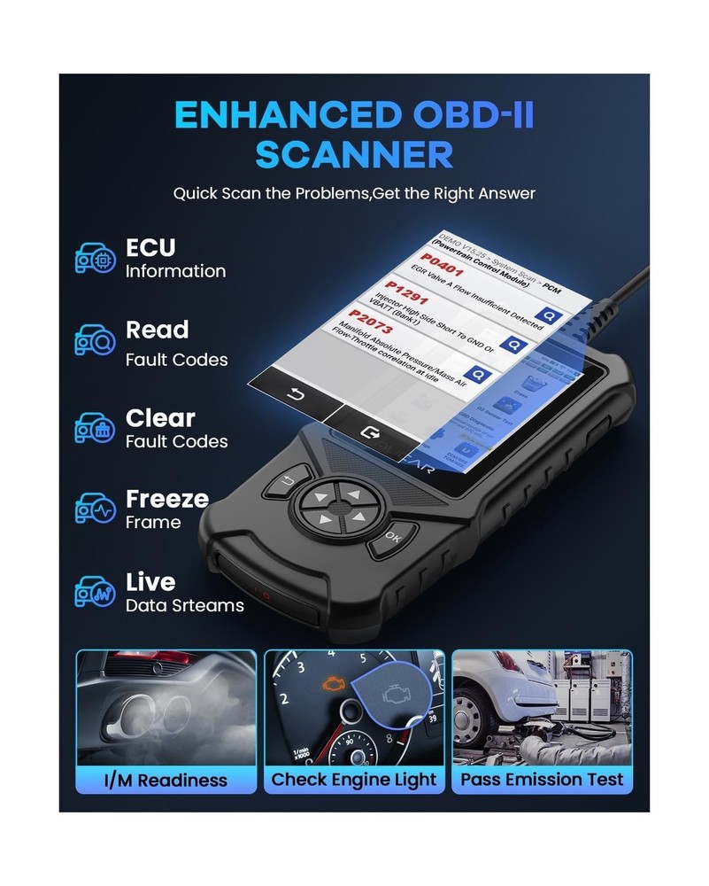 MUCAR CDE900 OBD2 Scanner, Check Engine System Car Code Reader, Automotive Di...