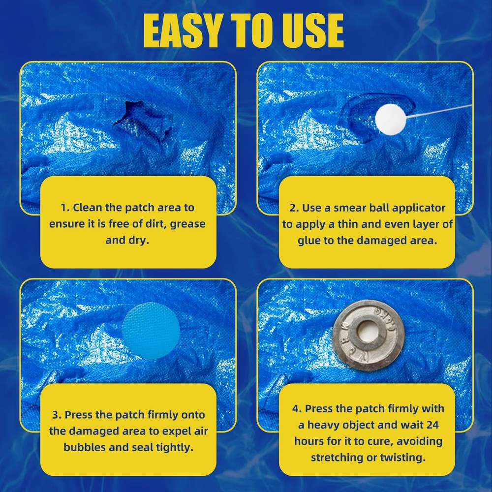 Air Mattress Patch Kit, Waterproof Pool Liner Patch Kit, HighStrength PVC Rep...