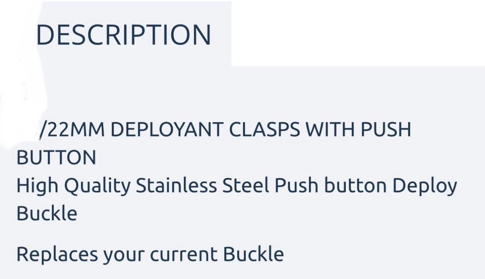 Deep Blue 22MM BRUSHED DEPLOYMENT CLASP WITH PUSH BUTTON-NEW‼️