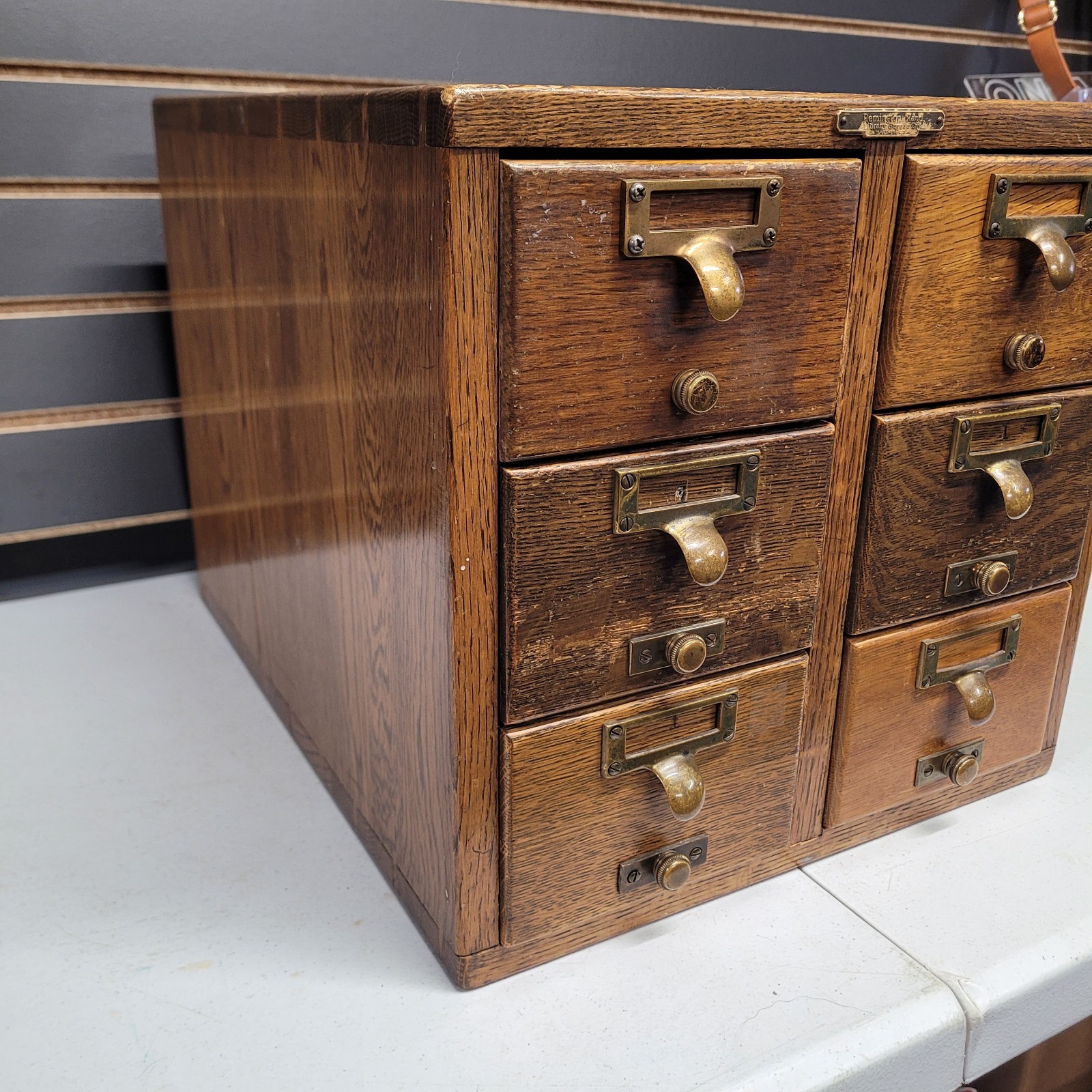 Vintage Remington Rand 6 Drawer Library Card Catalog File Cabinet Oak Solid