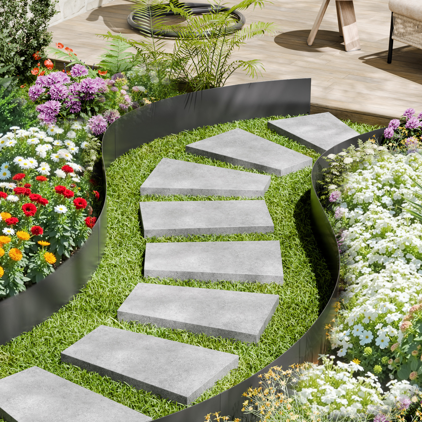 VEVOR Steel Landscape Edging 6 Packs 40 x 8in Rust-Resistant Garden Edging