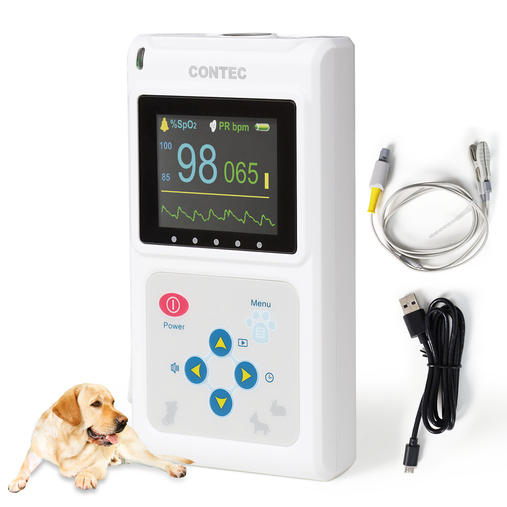 Handheld Veterinary Pulse Oximeter CMS60D-VET with Tongue SpO2 Probe+PC Software