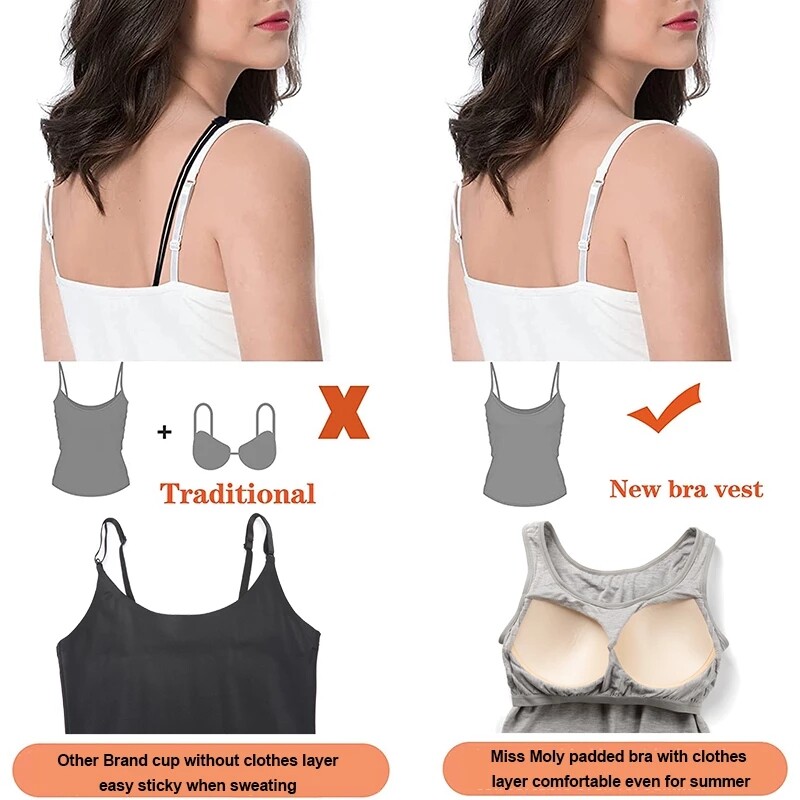 Tank Top for Women with Built in Bra Women Padded Compression Camisole Shapewear