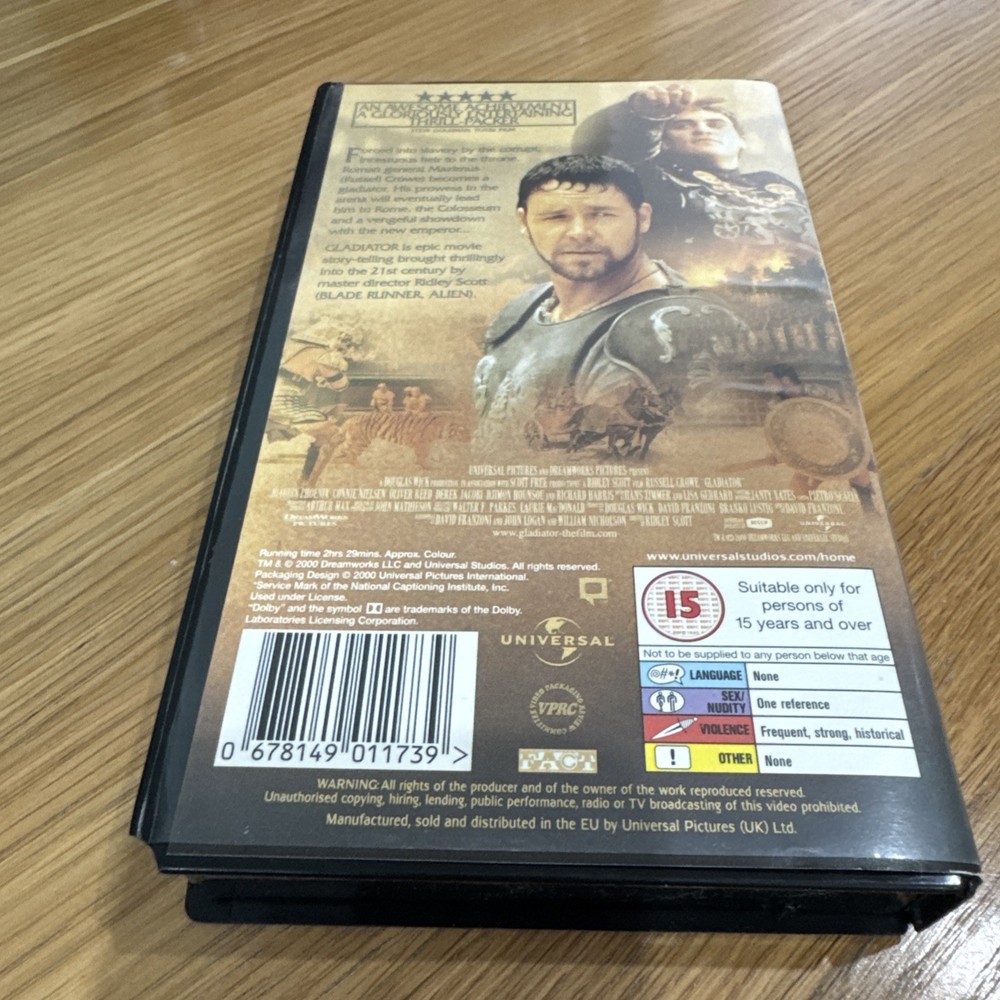 Gladiator - VHS - Tape - (2000) Next Work Day Post
